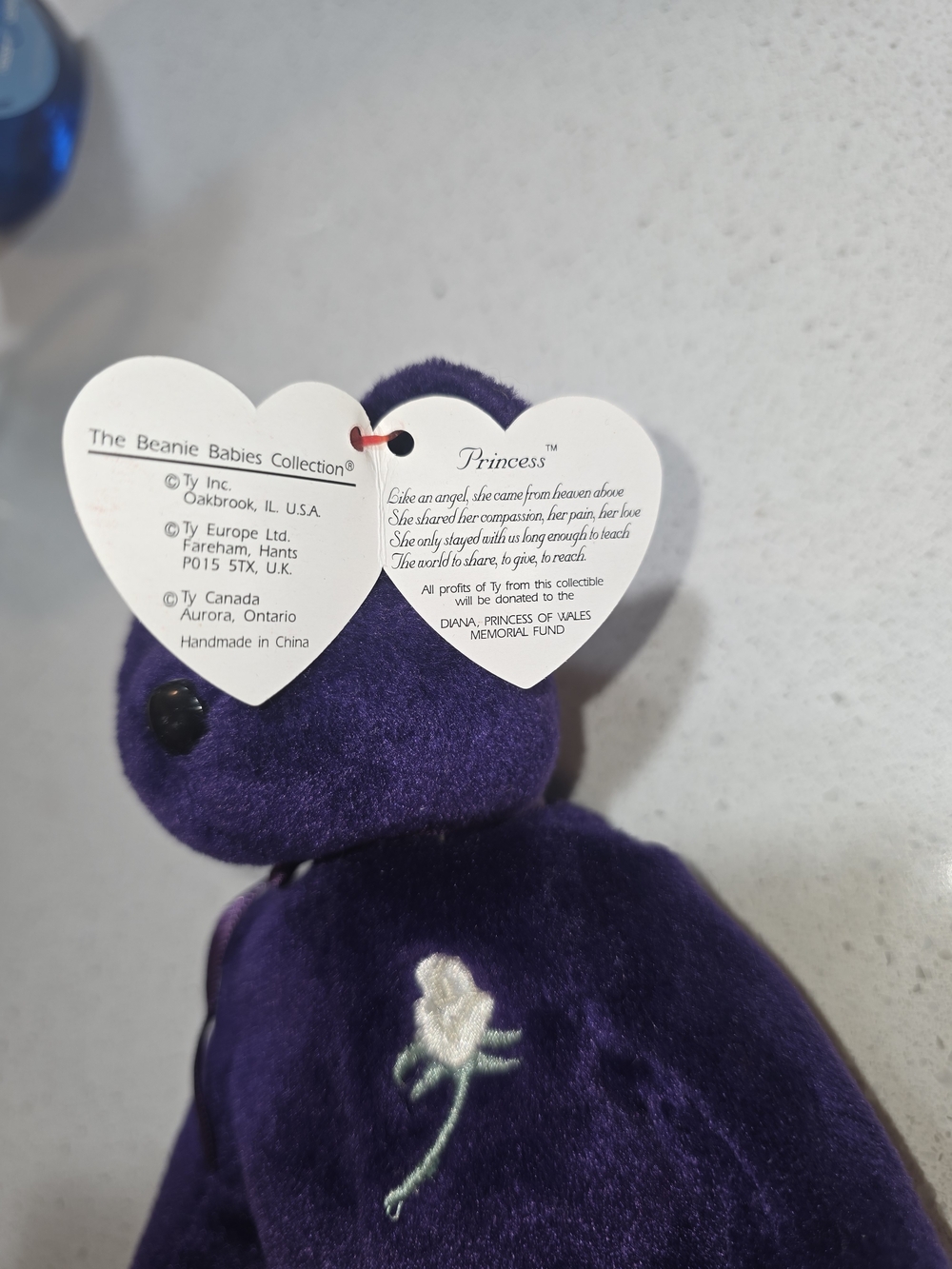 Rare Ty Beanie Baby 'Princess Diane Purple Bear Plush - Ty Brand - Picture 6 of 7